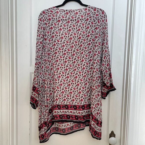 AVA CHRISTINE Bohemian Floral Paisley V-Neck Tunic Top Mini-Dress 3X - Picture 3 of 5